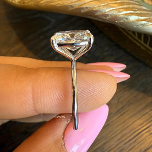 แหวนหรูสำหรับผู้หญิงเบาะยาวสำหรับตัดห้องแล็บ CVD ประดับเพชรแหวนหมั้นของขวัญแต่งงานเจ้าสาว - Product Image 3