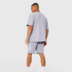 Vente en gros de shorts d'été de couleur unie personnalisés pour hommes et t-shirt à manches courtes pour le fitness ensembles de vêtements d'extérieur pour hommes - Product Image 5