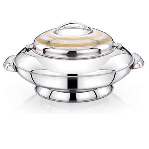 Luxury Gold UFO <b>Footed</b> Hot Pot Insulated Food <b>Warmer</b> Stainless Steel Interior Casserole Premium Hotel Restaurant Serving Metal - Product Image 2