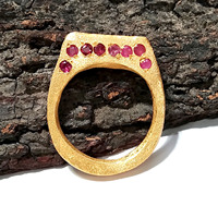 Bague en argent sterling 925 plaqué or avec pierre précieuse rubis rouge, forme romantique, sertissage pavé, pour mariage et fiançailles, pour femme