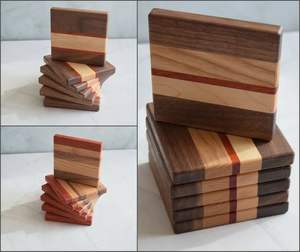 Posavasos BEAUT Venta caliente Tabla de queso SBH Posavasos de madera Respetuoso con el medio ambiente Grabado personalizado Posavasos de madera de acacia de nogal Taza de té - Product Image 2