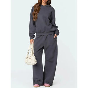 Conjunto de conjuntos sueltos Y2K de 2 piezas para mujer, jersey con capucha de manga larga con estampado de lazo, sudaderas de cintura elástica + Pantalones, chándal - Product Image 3