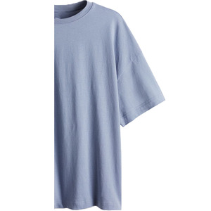 T-shirt décontracté pour homme de grande taille, logo personnalisable de haute qualité, devant uni, couleur ciel, 220 g/m², 100 % coton biologique respirant - Product Image 5