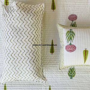 Wholesale Hand Block Printed Knitted Eco-Friendly Cotton <b>Quilted</b> All-Season Classic Customizable Bedspreads Bedcover - Product Image 5