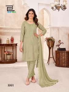 Pantalon Kurta en rayonne ethnique traditionnel à la mode avec tenue festive Nazneen Dupatta pour les femmes fête Style traditionnel adulte - Product Image 6