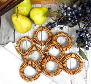 ที่ใส่ผ้าเช็ดปากแบบเกลียวทำจากไม้เนื้อแข็งวินเทจเก๋ไก๋สไตล์อิตาลี1980s ตกแต่งห้องครัวแหวนไม้แกะสลักมือสำหรับตกแต่งงานแต่งงาน - Product Image 4