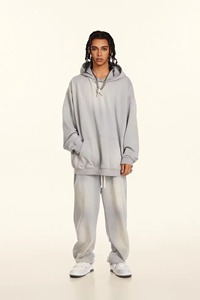 Hoodies pour femmes coton Distressed Drop Shoulder 2 pièces ensemble joggers pantalons sweat avec pantalons de survêtement sweats à capuche vierges surdimensionnés - Product Image 6