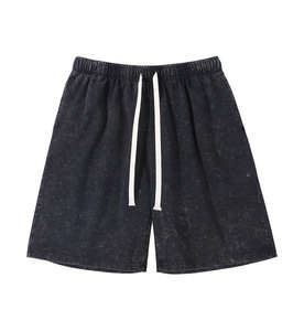 Wholesale <b>Men</b> <b>Black</b> Casual <b>Shorts</b> Summer Cotton Fleece <b>Shorts</b> with Elastic Waist Drawstring Pockets OEM Custom Logo Wholesale - Product Image 2