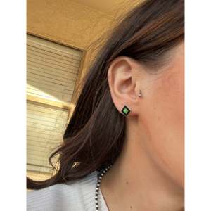 Zuni Made <b>Sterling</b> <b>Silver</b> Multi Stone Geometric <b>Stud</b> <b>Earrings</b> - Product Image 2