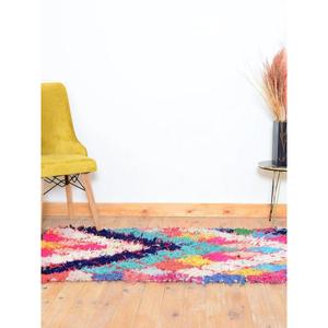 Auténtica Alfombra Marroquí Hecha a Mano, Boucherouite, Estilo Bohemio, Colorida, Vintage, Decoración Artesanal del Atlas - Product Image 1