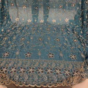 Tela de red bordada con lentejuelas multicolor de primera calidad tejida con patrones florales para vestidos de fiesta, vestidos saris - Product Image 1