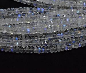 Perles rondes en pierre de lune arc-en-ciel facettées 4 mm, fil de pierres précieuses de 10 pouces pour collier et bracelet faits à la main - Product Image 4