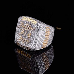 Elegante anillo de campeón de oro macizo de 10K con diamantes de moissanita, joyería elegante de Hip Hop, anillo llamativo ostentoso para raperos - Product Image 1