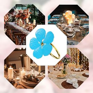 Anneaux de serviette floraux en alliage élégant boucles de serviette en métal pour mariage vacances de noël occasions spéciales améliorer la décoration de table - Product Image 6
