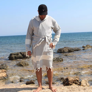 Peignoir à capuche doux turc diamant coton à motifs Peshtamal femmes hommes peignoir prix abordable séchage rapide lavable - Product Image 1