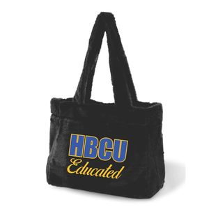 HBCU borsa di Tote in pelliccia nera scolata SGRho peluche in ciniglia ricamata confraternita greca Divine nove regalo borsa di moda con Logo personalizzato - Product Image 2