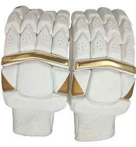 Guantes de críquet de cuero PU blanco de tamaño mediano de alta calidad con patrón liso Guantes de bateo de precio razonable para India - Product Image 1