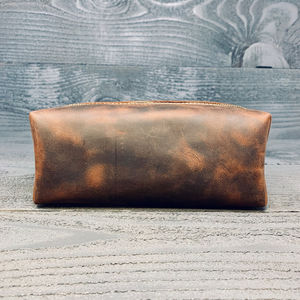 Kits doubles pour hommes Sac de rasage étanche Nouvelle mode Logo personnalisé Poignée en cuir Fermeture à glissière de bonne qualité - Product Image 4