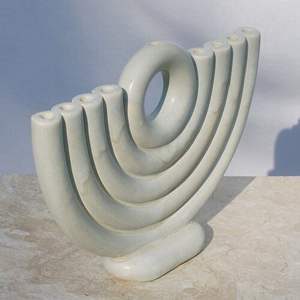 <b>Rose</b> <b>Gold</b> Menorah for Hanukkah with White Candles Modern Elegant Candle Holder for Jewish Holiday <b>Decor</b> - Product Image 3