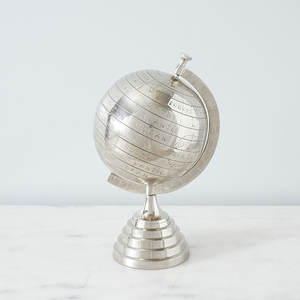 Globo terráqueo de aluminio hecho a mano de alta calidad más vendido, niquelado, estilo náutico, fabricante indio, exportadores, metal fundido - Product Image 2