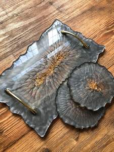 DISEÑOS Bandeja de servicio de epoxi de resina hecha a mano Esenciales de cocina únicos para el hogar Restaurante Hotel Servicio decorativo Tra - Product Image 2