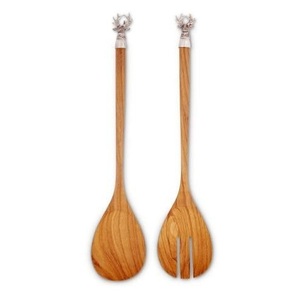 Ensemble cuillère et fourchette en bois sur mesure avec petite poignée pour la maison et les hôtels, vaisselle, ensembles de service à salade, faits à la main - Product Image 6