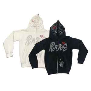 Sweat à capuche zippé surdimensionné d'hiver pour hommes Logo personnalisé Streetwear impression de décharge 100% coton anti-rétrécissement polaire tricoté - Product Image 1