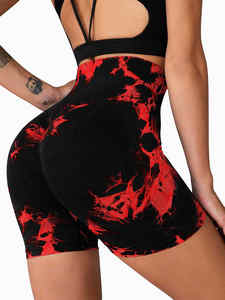 Short de yoga pour femmes européennes et américaines, imprimé tie-dye sans coutures, taille haute épaissie, pantalon de sport serré pour soulever les hanches - Product Image 3