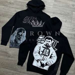 Sudaderas con Capucha SDL Blancas y Negras Benjamin DTG DTF 490 Gsm de Alta Calidad Ropa Urbana para Hombre Invierno 100% Algodón - Product Image 1