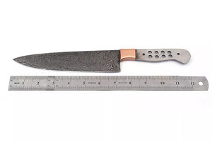 Cuchillo de chef de estilo industrial de acero al carbono de 8 pulgadas con mango de madera natural Apto para lavavajillas, novedad - Product Image 5