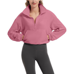 Sudadera Corta con Media Cremallera para Mujer, Sudadera de Alta Calidad, Cálida para Invierno, Top Corto, Ropa de Estar por Casa de Lujo, Resistente para Exteriores - Product Image 4