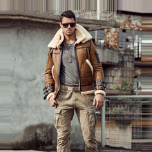 Stile High Street Bomber invernale giacca da <span class=keywords><strong>uomo</strong></span> girocollo in pelle di pecora con cappuccio e chiusura a cerniera <span class=keywords><strong>cappotto</strong></span> decorativo in tela - Product Image 5