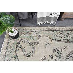 Tapis turc vintage grande surface 5.2x8.6 pieds Beige vert laine Latex support Patchwork pour adolescents Tabriz Rectangle couloir - Product Image 2