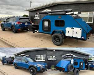 Camper tout-terrain, caravane teardrop, mini caravane en acier inoxydable, légère, pliable, imperméable, style australien, remorque pour camion - Product Image 6