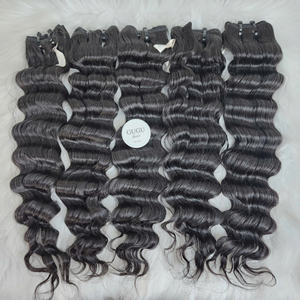 Lot de cheveux ondulés profonds à prix de gros pour femmes, cheveux humains vierges vietnamiens, texture lisse et brillante, dentelle transparente - Product Image 2