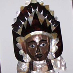 Cadre mural en forme de masque, bijoux en coquillage, motif de masque, taille mixte 20x25cm, masque en coquillage sculpté - Product Image 3