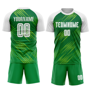 เสื้อเจอร์ซีย์ฟุตบอล/ชุดยูนิฟอร์มคุณภาพสูงสำหรับฝึกซ้อมฟุตบอลเยาวชนเสื้อฟุตบอลสีเขียวและสีขาวขายส่ง - Product Image 2