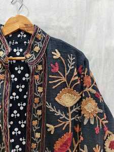 Chaqueta de Algodón con Bordado Suzani Estilo Boho para Mujer, Cuello Mao, Transpirable, Ecológica, Resistente al Viento, Manga Larga, No Tejida - Product Image 2