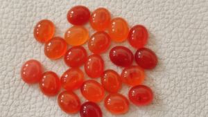 หินคาร์เนเลี่ยนทรงวงรีสีส้มธรรมชาติขนาด8x10มม. หินหลังเรียบทรงหลวมอัญมณีขัดเงารูปไข่สำหรับงานประดิษฐ์ทำด้วยตัวเอง - Product Image 5