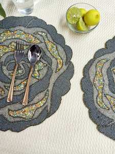 Handmade Luxury <b>Beaded</b> Charger for Dining Unique Holiday Decor; for Housewarming <b>Beaded</b> <b>Placemat</b> - Product Image 2