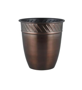 Iron Round Desktop Planter Brush Brass Gold Color American Design Standard Size Indoor Planter For Garden Decoration Handmade - Product Image 1