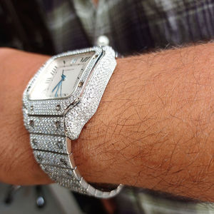 Directo de fábrica Iced Out VVS Clarity Moissanite Diamond Watch, lujoso estilo Hip Hop Diamond Studded Iced Out Watch para hombres - Product Image 3