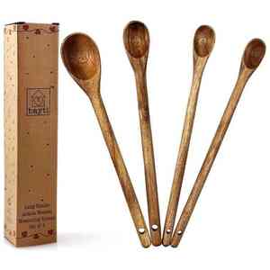 Cuchara para Servir Hecha a Mano de Bambú con Mango Largo, Apta para Lavavajillas, Juego de Utensilios de Cocina Sostenibles de la India - Product Image 3