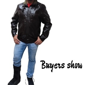 Veste régulière décontractée d'hiver pour hommes en peau de mouton Faux cuir à manches longues col montant bouton unique respirant écologique - Product Image 6