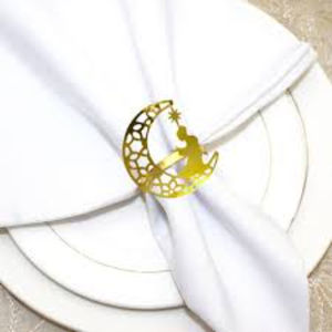 Servilletero de decoración Eid Mubarak, servilletero decorativo de mesa de último diseño, servilletero de Metal dorado de primera calidad y soporte - Product Image 1