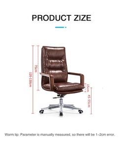 Chaise de bureau exécutive ergonomique moderne à dossier haut en cuir PU, siège pivotant avec base chromée et accoudoirs fixes - Product Image 6