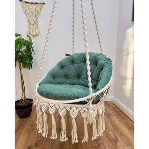 Cómoda Silla Colgante de Macramé para Interiores y Exteriores, Silla de Jardín Colgante de Material PE para Muebles de Sala de Estar - Product Image 2