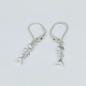 Precio al por mayor de fábrica pendiente de hueso de pescado 925 plata esterlina pez esqueleto encanto hecho a mano océano gota colgante joyería regalo - Product Image 4