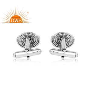 Best Selling Oxidized Sterling Fine <b>Silver</b> Natural Lapis Lazuli Gemstone Cuff Link Custom Jewelry Manufacturer - Product Image 3