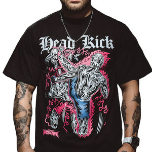 Streetwear de haute qualité Vintage délavé à l'acide col rond surdimensionné 100% coton Dtg imprimé coupe ample T-Shirt pour hommes - Product Image 4